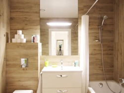 Small wood-effect bathroom tiles photo
