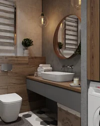 Interior of a small wooden bathtub