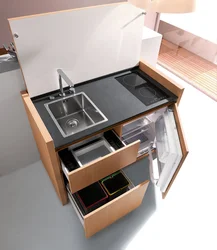 Kitchen design with mini refrigerator