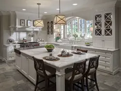 Kitchen interior with island in the house