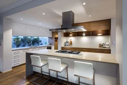 Kitchen interior with island in the house