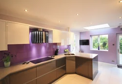 Purple and beige in the kitchen interior