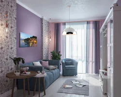 Ҳуҷраи меҳмонхона акс lilac хокистарӣ