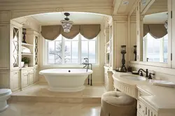 Bathroom design with a window in a country house