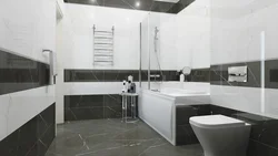 Black Floor In The Bathroom Interior Photo