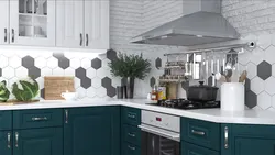 Apron for the kitchen in the interior of a white kitchen