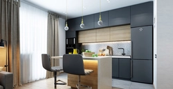 Small living room kitchen design in modern style