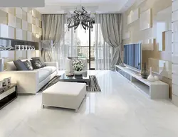 Porcelain tile living room design photo