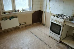 Photo Of Kitchen Floors Made Of Tiles In Khrushchev