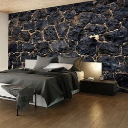 Bedroom interiors with stone photo