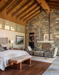 Bedroom design with stone