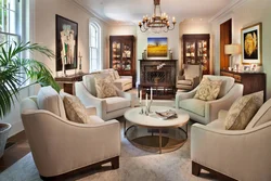 Chairs with a sofa in the living room interior