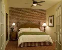 Decorative brick in the bedroom interior