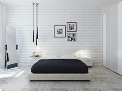 Decorative brick in the bedroom interior
