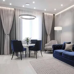 How to choose the color of curtains in the living room interior