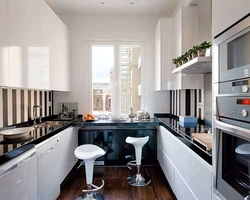 Narrow kitchen design with 2 windows