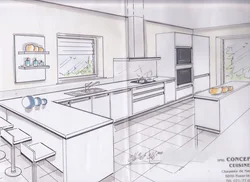 Drawing 5th grade kitchen interior