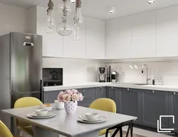 Kitchen Interior In An Apartment In Gray Tones