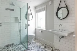 White bathroom with shower photo