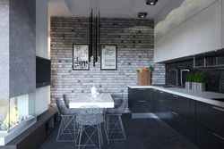 White black gray kitchen interior