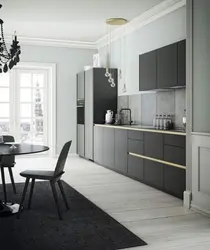 White Black Gray Kitchen Interior