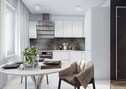 White black gray kitchen interior