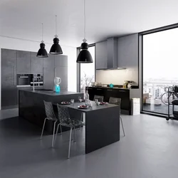 White Black Gray Kitchen Interior