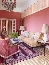 Living room interior light pink