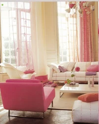 Living room interior light pink