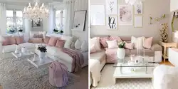 Living room interior light pink