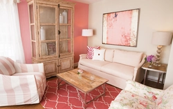 Living room interior light pink