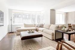 White Sofas In The Interior Of The Living Room Photo In A City Apartment