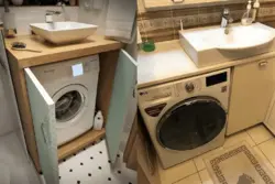 Install a washing machine in the bathroom under the sink photo