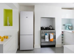 What does a refrigerator look like in a kitchen interior?