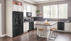 What does a refrigerator look like in a kitchen interior?