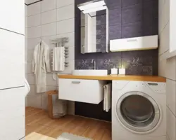 Bath Interior With Washing Machine And Countertop