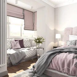 Bedroom design in gray pink tone