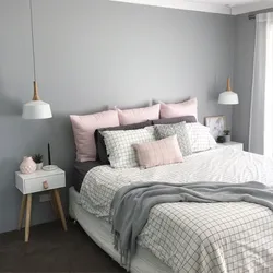 Bedroom design in gray pink tone