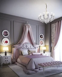 Bedroom design in gray pink tone