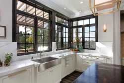 Kitchen interior floor to ceiling windows