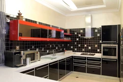 Black tile kitchen photo