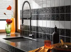 Black tile kitchen photo