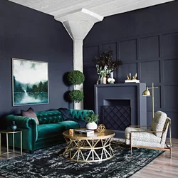 Emerald Sofa In The Interior Of The Kitchen Living Room