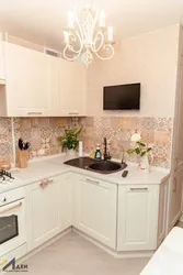 Corner kitchen design in light colors