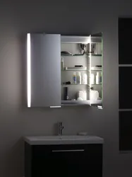 Bathroom cabinet with mirror with lighting photo