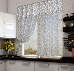 White tulle in the kitchen interior