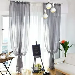 White tulle in the kitchen interior