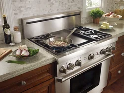 Non-built-in stove in the kitchen interior