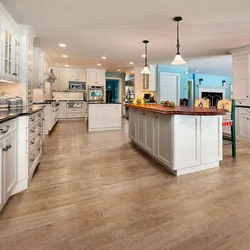 Choose the color of the floor in the kitchen interior