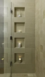 Tile Shelves In The Bathroom In The Wall Photo